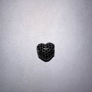 BLACK SPARKLE HEART PANDORA CHARM